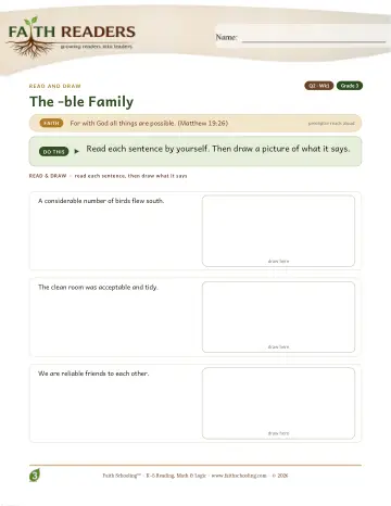 Grade 3 Phonics, Decoding & Spelling Patterns: Ble Family — worksheet preview