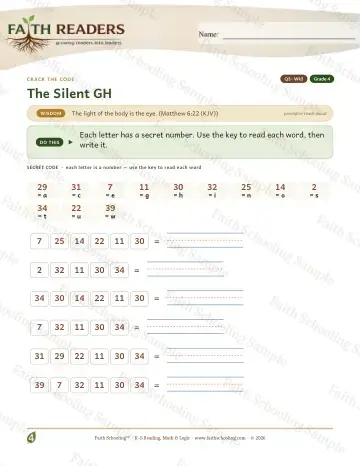 4th Grade phonics worksheet — The GH Sound — Crack The Code (Practice 3)