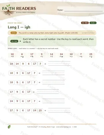 2nd Grade phonics worksheet — Long I Igh — Crack The Code (Practice 1)