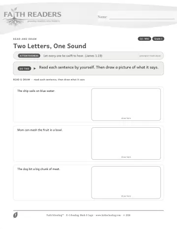Grade 1 Phonics, Decoding & Spelling Patterns: Two Letters, One Sound — worksheet preview