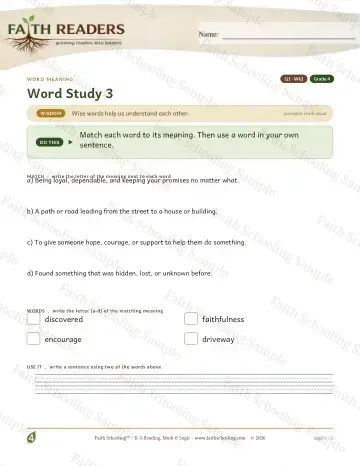 4th Grade vocabulary & word study worksheet — Vocabulary — Word Meaning (Practice 3)