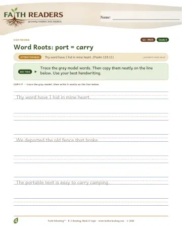 Q1 Word Roots Port Carry — Copywork (Practice 35)