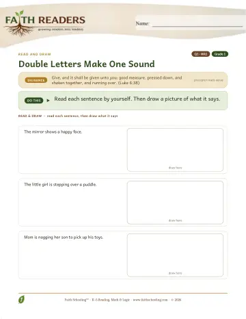 Grade 1 Phonics, Decoding & Spelling Patterns: Double Letters — worksheet preview