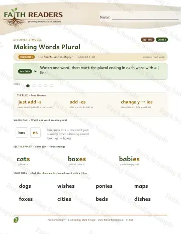 3rd Grade vocabulary & word study worksheet — Making Words Plural — Lesson (Practice 1)