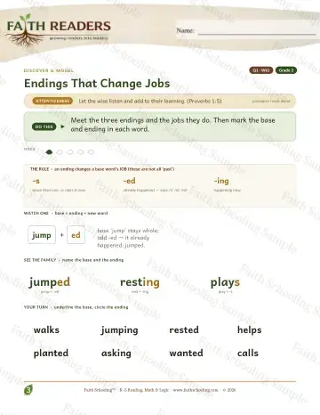 3rd Grade vocabulary & word study worksheet — Endings That Change Jobs — Lesson (Practice 1)