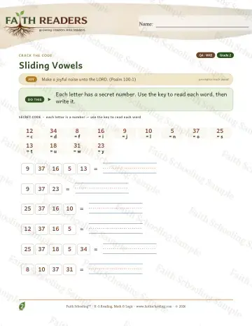 2nd Grade phonics worksheet — Sliding Vowels — Crack The Code (Practice 5)