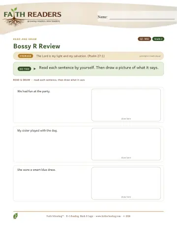 Grade 2 Phonics, Decoding & Spelling Patterns: Bossy R Review — worksheet preview