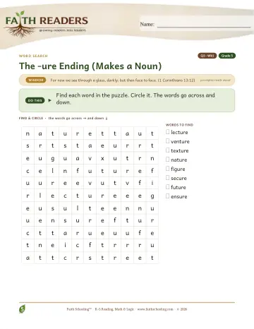 The Ure Suffix — Word Search (Practice 1)