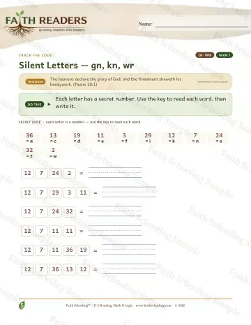 5th Grade phonics worksheet — Silent Letters Review — Crack The Code (Practice 6)