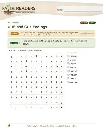 Que Gue Endings — Word Search (Practice 1)