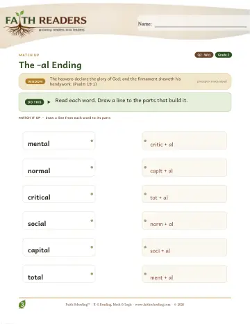 The Al Suffix — Match Up (Practice 1)