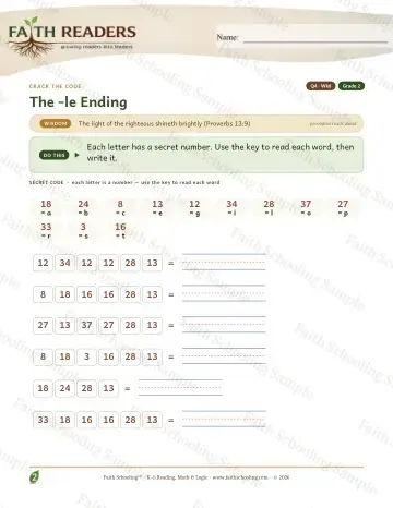 2nd Grade phonics worksheet — The Le Ending — Crack The Code (Practice 6)