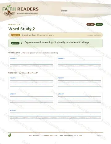2nd Grade vocabulary & word study worksheet — Vocabulary — Multiple Meaning Categories (Practice 2) (Practice 4)