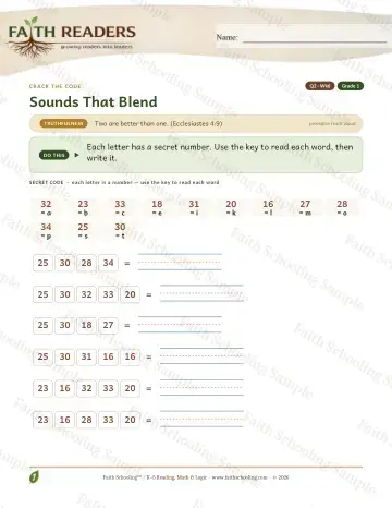 1st Grade phonics worksheet — Sounds That Blend — Crack The Code (Practice 6)