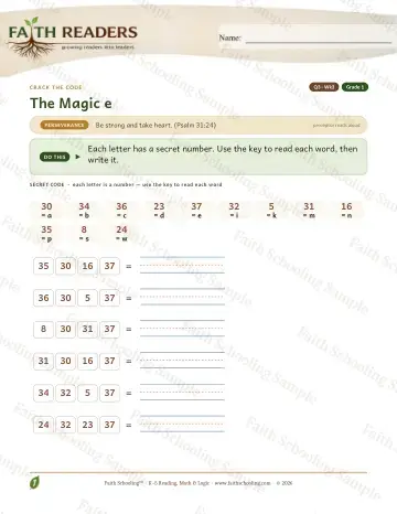1st Grade phonics worksheet — The Magic E — Crack The Code (Practice 3)