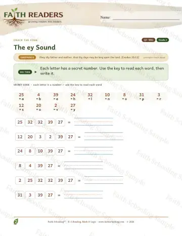 2nd Grade phonics worksheet — The EY Sound — Crack The Code (Practice 1)
