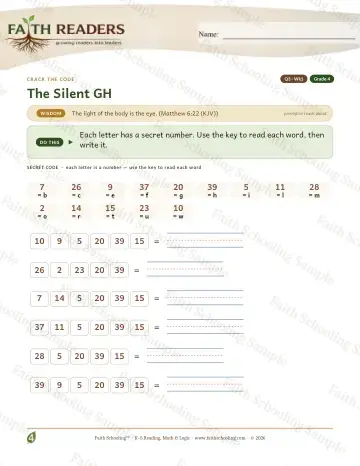 4th Grade phonics worksheet — The GH Sound — Crack The Code (Practice 1)
