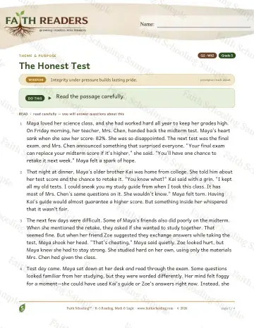 5th Grade reading comprehension worksheet — Reading Comprehension — Theme And Purpose (Practice 2) (Practice 3)