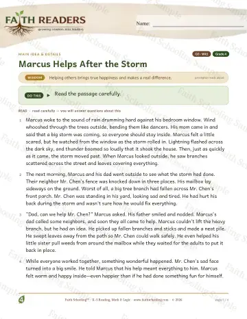 4th Grade reading comprehension worksheet — Reading Comprehension — Main Idea And Details (Practice 1) (Practice 4)