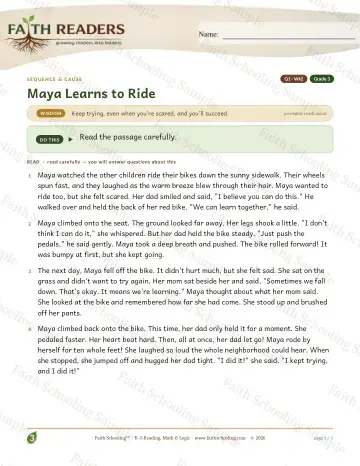 3rd Grade reading comprehension worksheet — Reading Comprehension — Sequence And Cause (Practice 2) (Practice 3)
