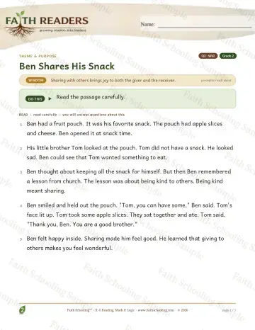 2nd Grade reading comprehension worksheet — Reading Comprehension — Theme And Purpose (Practice 2) (Practice 3)