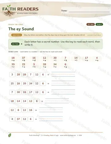 2nd Grade phonics worksheet — The EY Sound — Crack The Code (Practice 4)