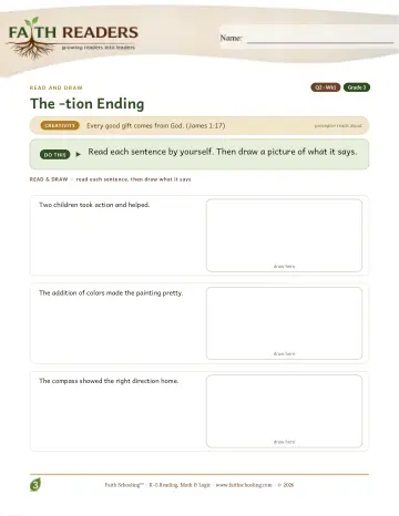 Grade 3 Vocabulary, Morphology & Word Study: Tion Sion Suffix — worksheet preview