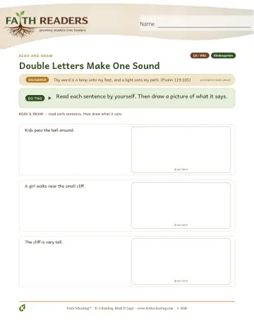 Kindergarten Phonics, Decoding & Spelling Patterns: Double Consonants — worksheet preview