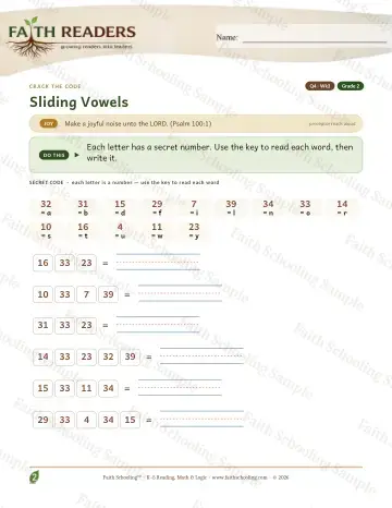 2nd Grade phonics worksheet — Sliding Vowels — Crack The Code (Practice 3)