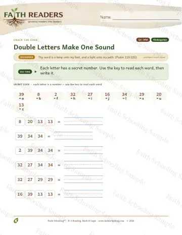 Kindergarten phonics worksheet — Double Consonants — Crack The Code (Practice 4)