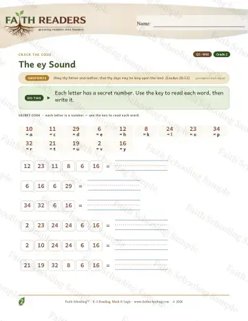 2nd Grade phonics worksheet — The EY Sound — Crack The Code (Practice 5)
