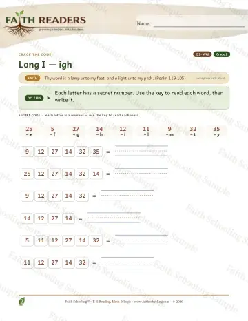 2nd Grade phonics worksheet — Long I Igh — Crack The Code (Practice 6)
