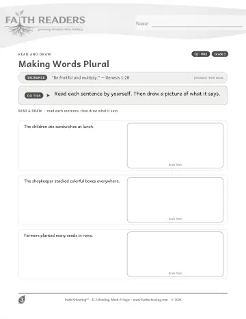 Grade 3 Vocabulary, Morphology & Word Study: Making Words Plural — worksheet preview