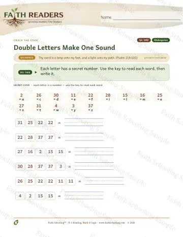 Kindergarten phonics worksheet — Double Consonants — Crack The Code (Practice 5)