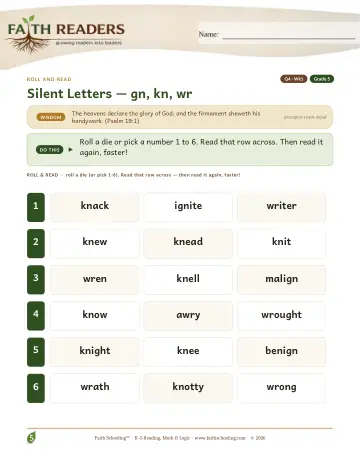 Silent Letters Review — Roll And Read (Practice 1)