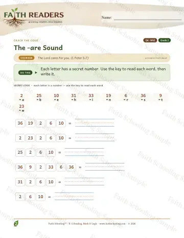 2nd Grade phonics worksheet — The Are Sound — Crack The Code (Practice 3)