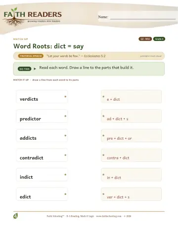 Word Roots Dict Say — Match Up (Practice 1)