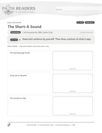 Kindergarten Phonics, Decoding & Spelling Patterns: Short A — worksheet preview