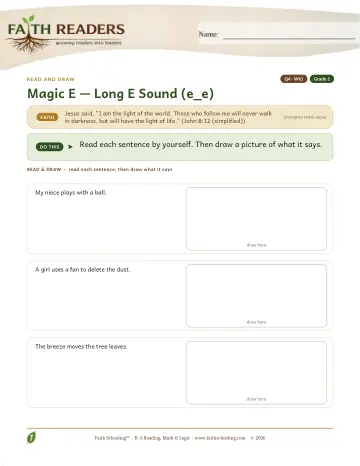 Grade 1 Phonics, Decoding & Spelling Patterns: Magic E: e-e — worksheet preview
