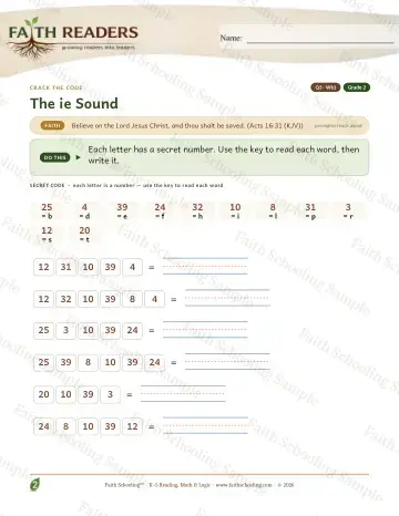 2nd Grade phonics worksheet — The IE Sound — Crack The Code (Practice 1)