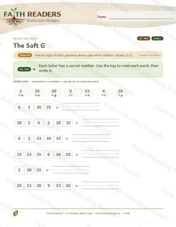 3rd Grade phonics worksheet — Soft G — Crack The Code (Practice 6)