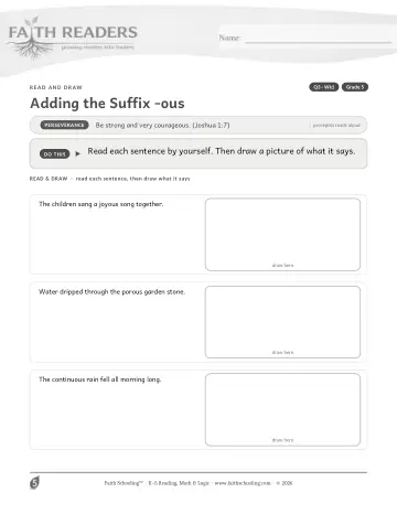 Grade 5 Vocabulary, Morphology & Word Study: Adding The Suffix Ous — worksheet preview