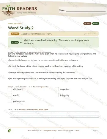 5th Grade vocabulary & word study worksheet — Vocabulary — Word Meaning (Practice 2) (Practice 3)