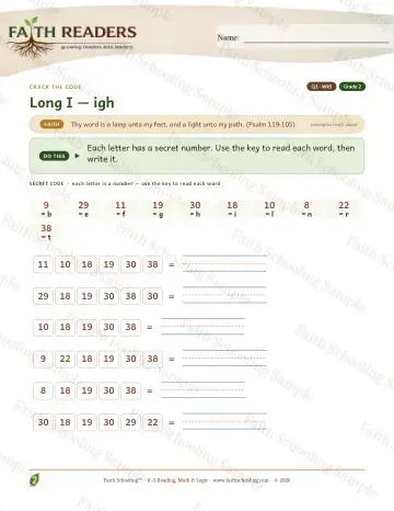 2nd Grade phonics worksheet — Long I Igh — Crack The Code (Practice 5)
