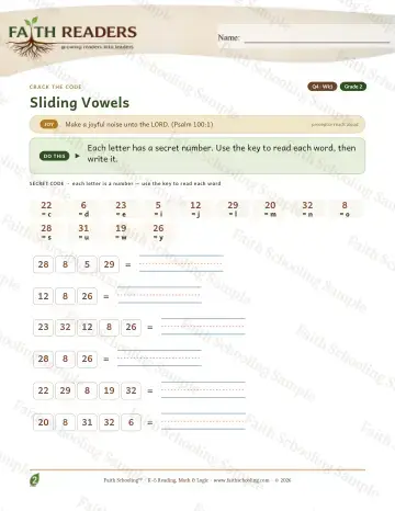 2nd Grade phonics worksheet — Sliding Vowels — Crack The Code (Practice 1)