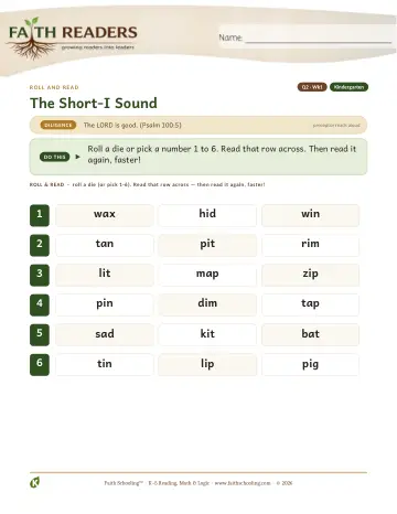 The Short I Sound — Roll And Read (Practice 1)