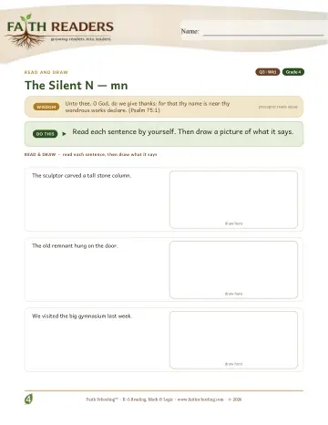 Grade 4 Phonics, Decoding & Spelling Patterns: Silent N MN — worksheet preview