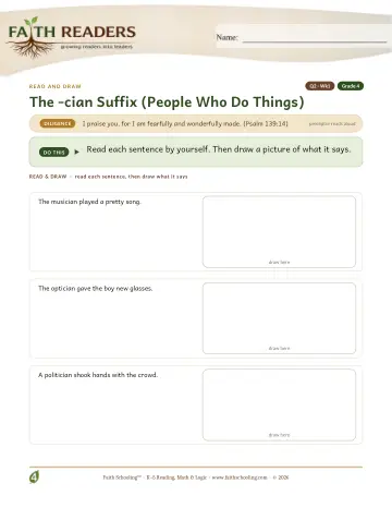 Grade 4 Vocabulary, Morphology & Word Study: Cian Suffix — worksheet preview