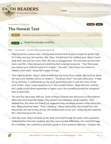 5th Grade reading comprehension worksheet — Reading Comprehension — Summarize And Respond (Practice 2) (Practice 4)