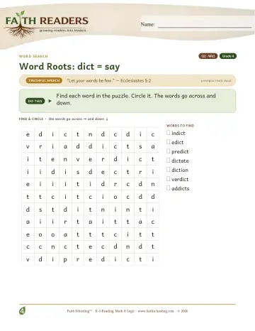 Word Roots Dict Say — Word Search (Practice 1)